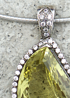 Lemon Quartz CZ Halo Pendant